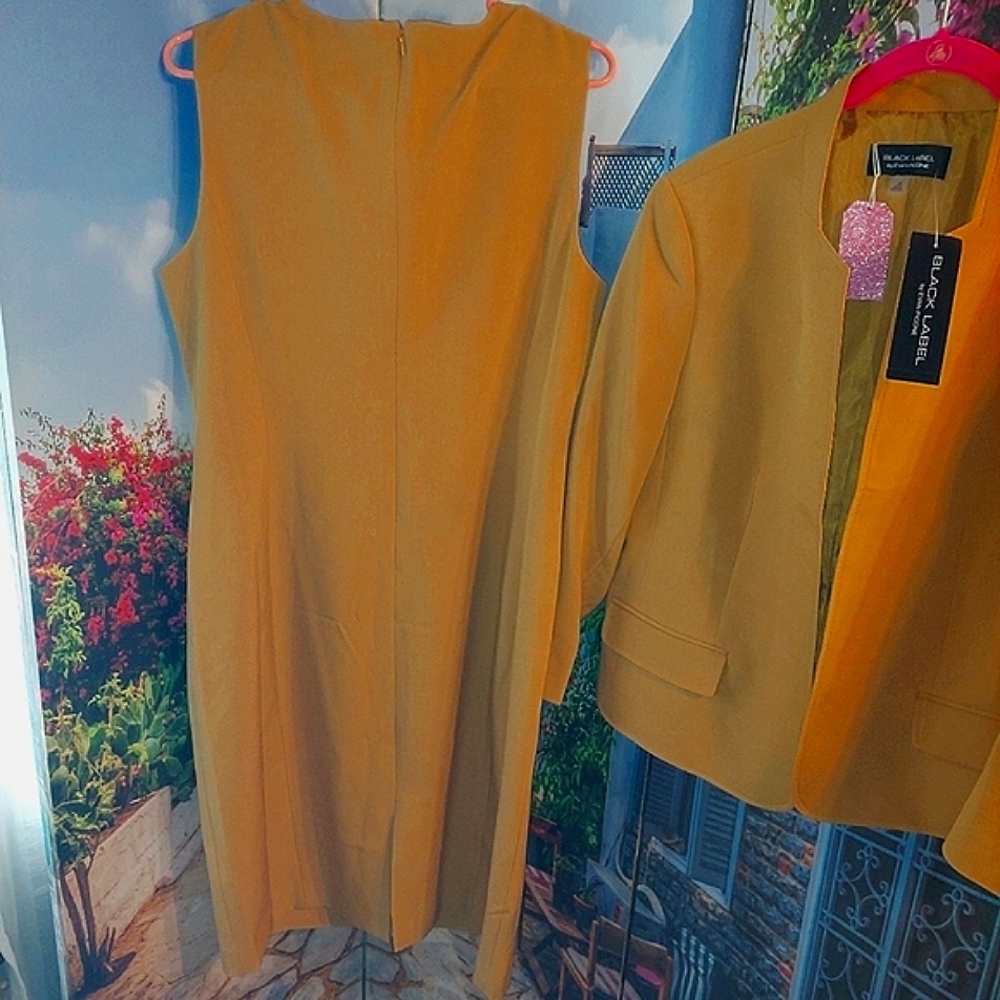 Evan Picone Mustard Yellow Dress and Jacket Set - Picture 8 of 11